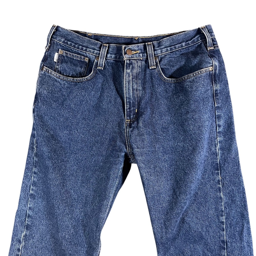 Carhartt B480 DVB Relaxed Fit Jeans Mens 36x32 Dark Wash Blue Denim Work Pants - Picture 2 of 9